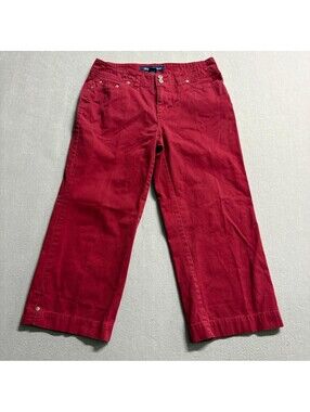 High Sierra Womens Red Cotton Denim Crop Jeans Size 6 Wide Leg Capris